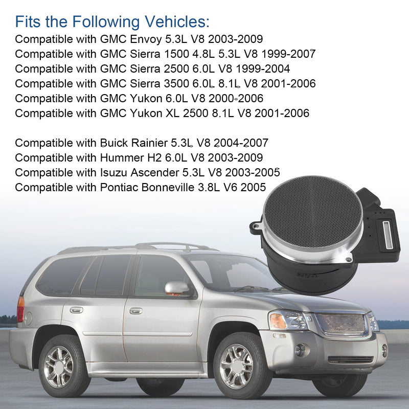 Mass Air Flow Sensor Compatible with Chevy Silverado Suburban Tahoe GMC Sierra Yukon Eldorado Escalade 1999-2007, Replace AF10043 25168491 213-4160