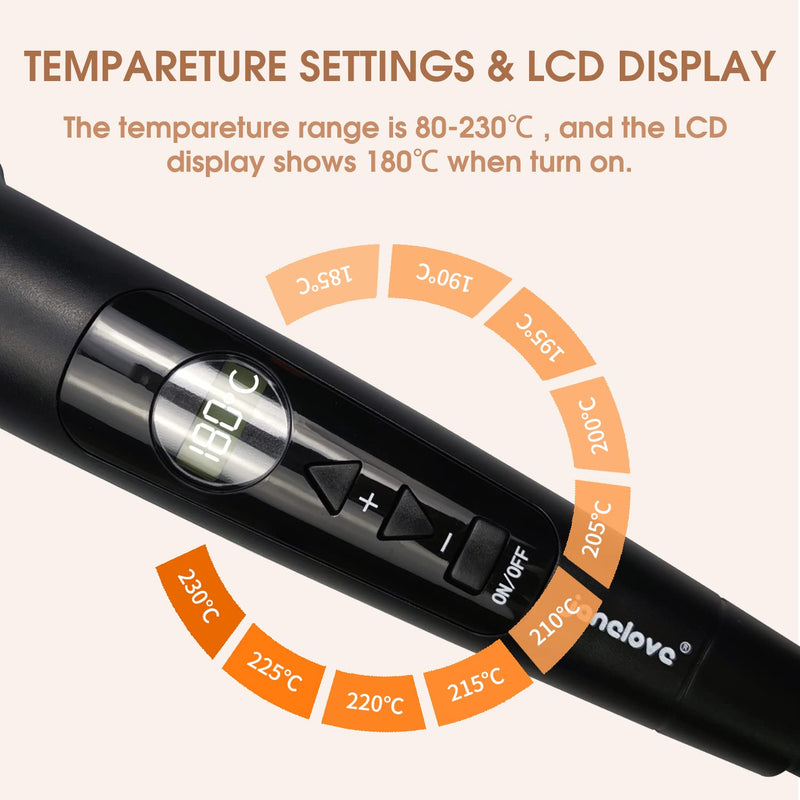 janelove Hair Curler, Curling Wand,6 in 1 Hair Iron Set for Long/Short Hair, with 5 Interchangeable Ceramic Barrel,Include Large/Small Curlers,with Heat Resistant Glove 6 in 1 - 80°C~230°C