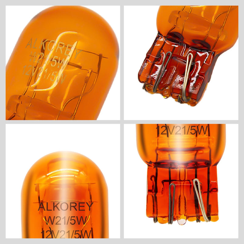 ALKOREY-T20 W21/5W 7443 Turn Signal Bulbs,2100K Amber 12V 21/5W Automotive Light Bulb,Car Mini Lamps,Ideal for Parking,2 Pack 7443NA