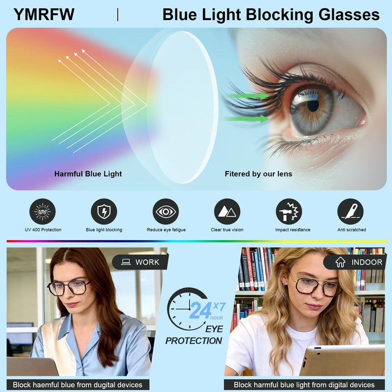Aviator Blue Light Blocking Glasses for Women Men Trendy Metal Frame Computer TV Eyeglasses Anti Eyestrain Coffee/Brown clear