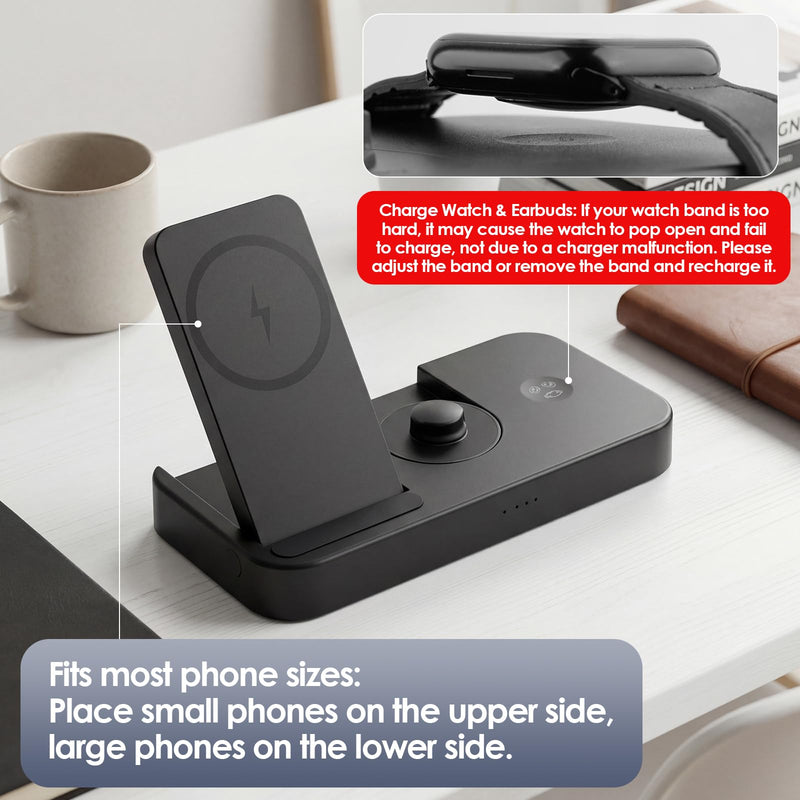 4 in 1 Charging Stand for Oura Ring Gen 3 Charger (Oura Ring Charger NOT Included), Fast Charger for iPhone, Apple Watch, AirPods, Magnetic Charger for Samsung Galaxy