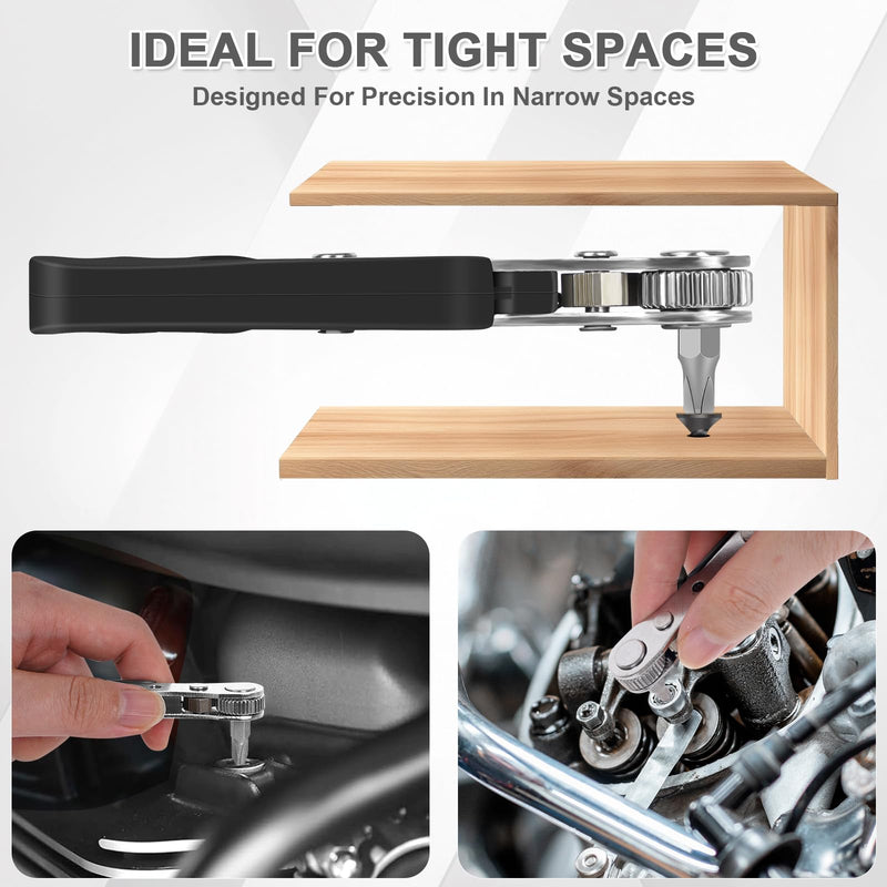 10-In-1 Angled Ratchet Screwdriver Set，90 Degree Right Angle, Angled and Offset Screwdrivers for Tight Spaces. Practical, Multifunctional, Professional Mini Ratchet Set