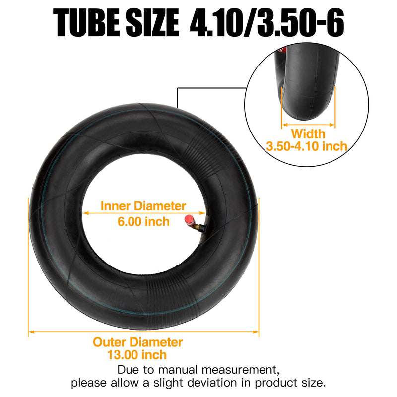 FVRITO 4.10/3.50-6 350/400-6 4.00-6 3.50-6 4.10-6 Inner Tube for Mowers Wheelbarrows Generator Pressure Washer Trolleys Yard Trailer Hand Truck Tractors Snow Blower Wagons ATV Quad 4 Wheeler Go Kart 2x Inner Tubes