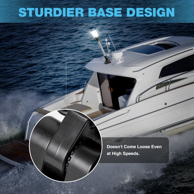 12 Inches Anchor Light Boat Stern Light Waterproof IP67, White Fold Down Marine Navigation Lights for Boats LED for Pontoon, Jon Boat and Bass Boats (12-24V) 12 Inches