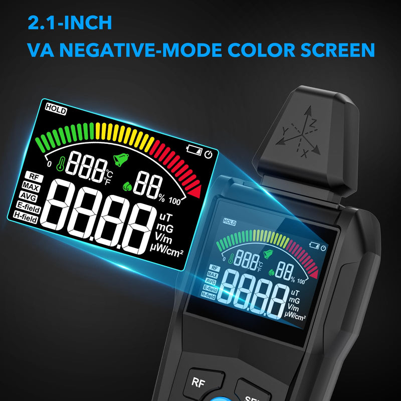 EMF Detector Meter Radiation Detector for Home Digital EMF Reader for Radio Frequency Radiation 5-in-1 EMF Meter for Electromagnetic Radiation EMF Tester for Cell Phone Ghost Hunting Equipment Black