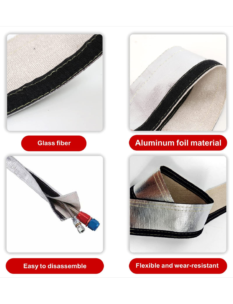 Heat Shroud Aluminized Sleeving Heat Shield Fuel line Wire Heat Sleeve for Ultimate Heat Protection Hose Wire Sleeving with 10PCS Stainless Steel Cable Metal Ties-Silve (1/2" I.D.X10FT)