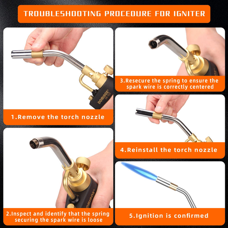 Propane Torch Head, High Intensity Torch Head Trigger Start Gas Torch, Map Gas Torch Kit for Propane, Map and Mapp Gas, Mapp Gas Torch for Soldering, Welding, Cooking (Not Included Gas Tank) Black