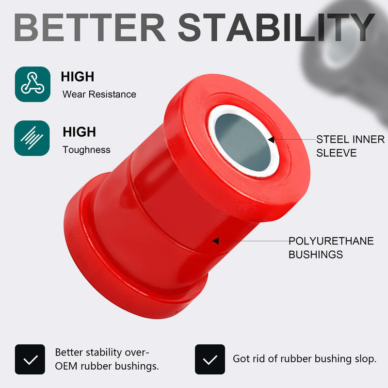 MoKitDora Polyurethane Handlebar Riser Bushings Damper Kit Compatible with Harley 1973-2017 Softail Dyna FXR 1973-up Sportster XL, Red&Chrome