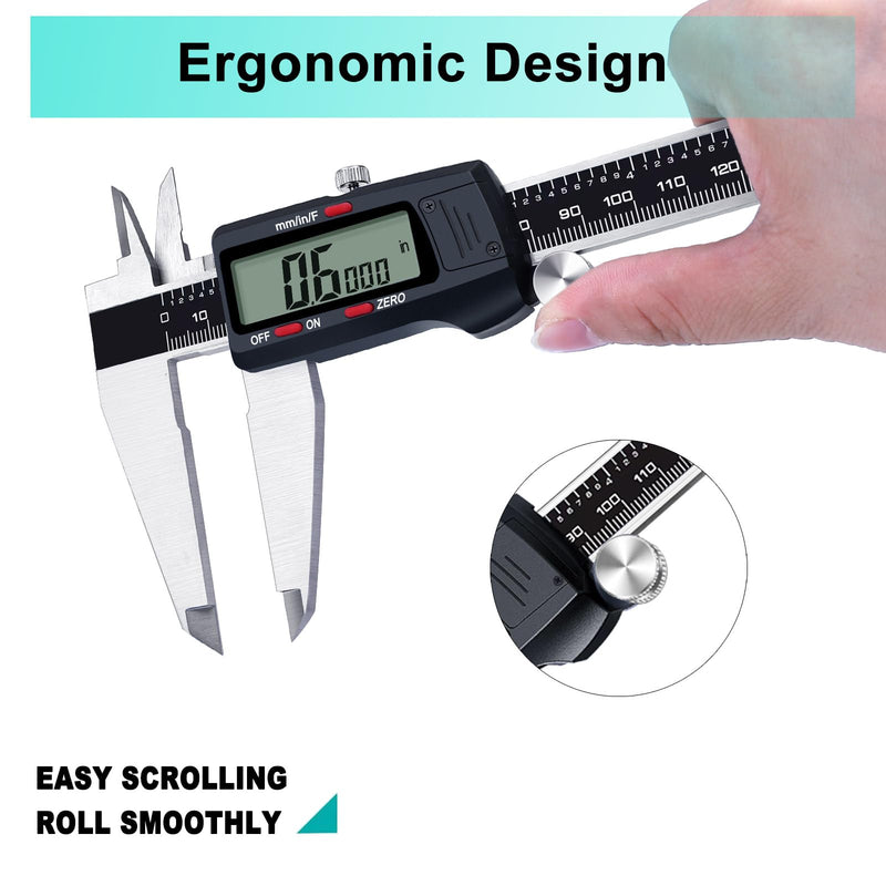 Kynup Micrometer Caliper Tool, 12Inch Digital Caliper, Vernier Caliper with Stainless Steel, Large LCD Screen, Auto - Off Feature, Inch Metric Fraction Conversion 004-4