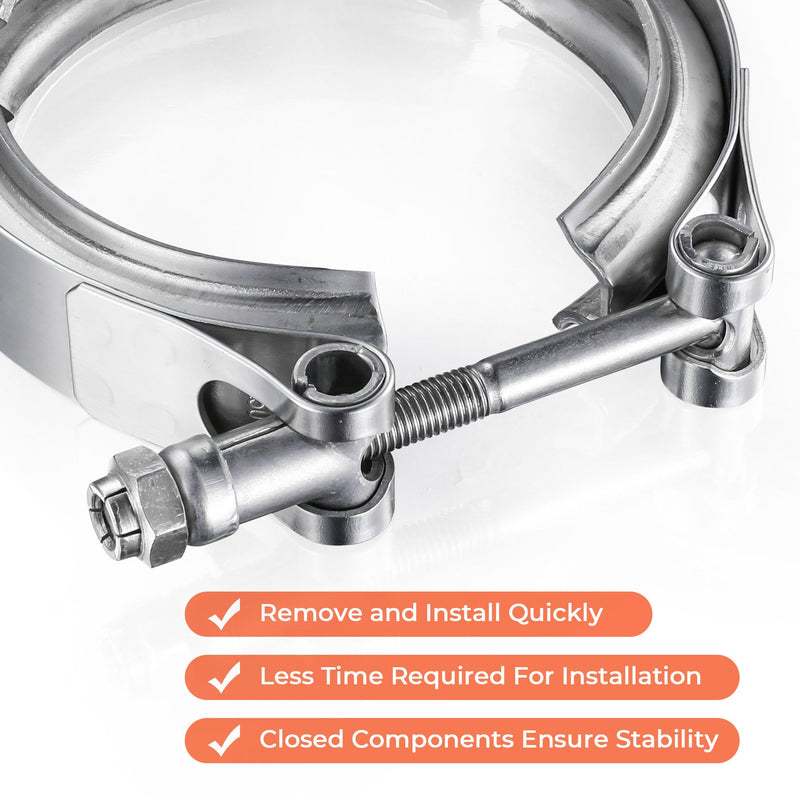 3 Inch V Band Clamp 304 Stainless Steel, for Turbo Exhaust Downpipe, Racing Ford Pickup Truck Exchange Exhaust Systems 3inch 1 Pc