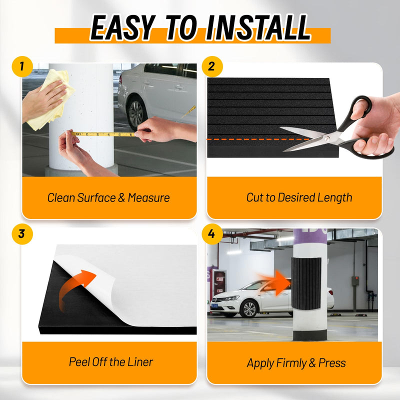 4 Pack Garage Wall Protector, Black Foam Garage Bumpers for Parking Car, Wall Column Corner Guard Garage Wall Bumper, Garage Pole Protector Padding for Parking Lot (Black)