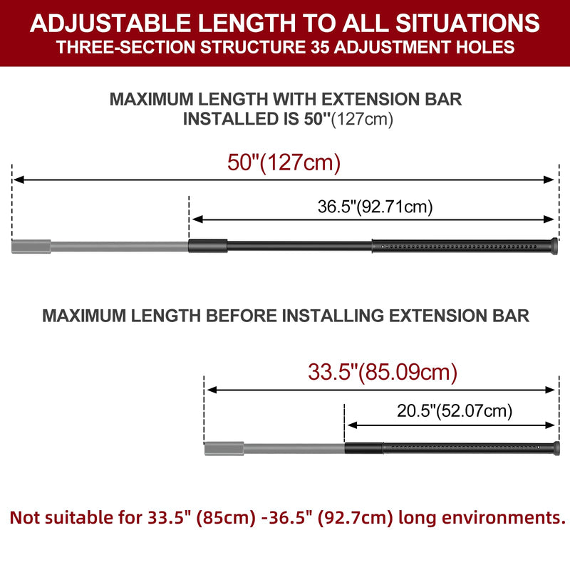AceMining Sliding Door Security Bar,Heavy Duty Sliding Patio Door Lock Bar, 20-50inch Adjustable Multi-use Window Security Bars, Sliding Door Stopper,Black,2Pack 2 Pack Black