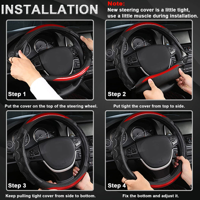 GIANT PANDA Steering Wheel Cover for Toyota, Auto Car Steering Wheel Cover for Toyota Highlander Rav4 Corolla Camry,Standard Size - Red Toyota Standard Size - A Style