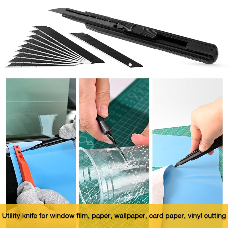 Gomake Vinyl Wrap Tool Window Tint Kit,Car Window Tint Application Kit with Small Rubber Squeegee, Vinyl Squeegee,Shank Gasket Squeegee,Mini Quarter Squeegee for Car Wrapping,Window Tinting, Black