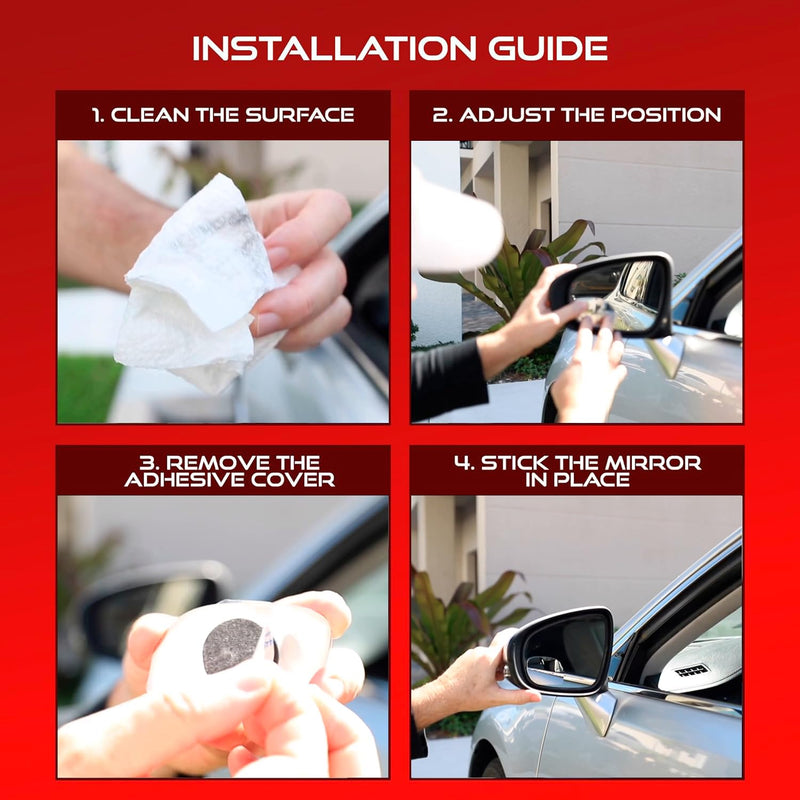 Blind Spot Mirror Fits All Car Side Mirrors - Patented Stainless Steel Mirrors with Bigger Viewing Image - Less Fogging - Less Sun Reflection by Utopicar Car Accessories