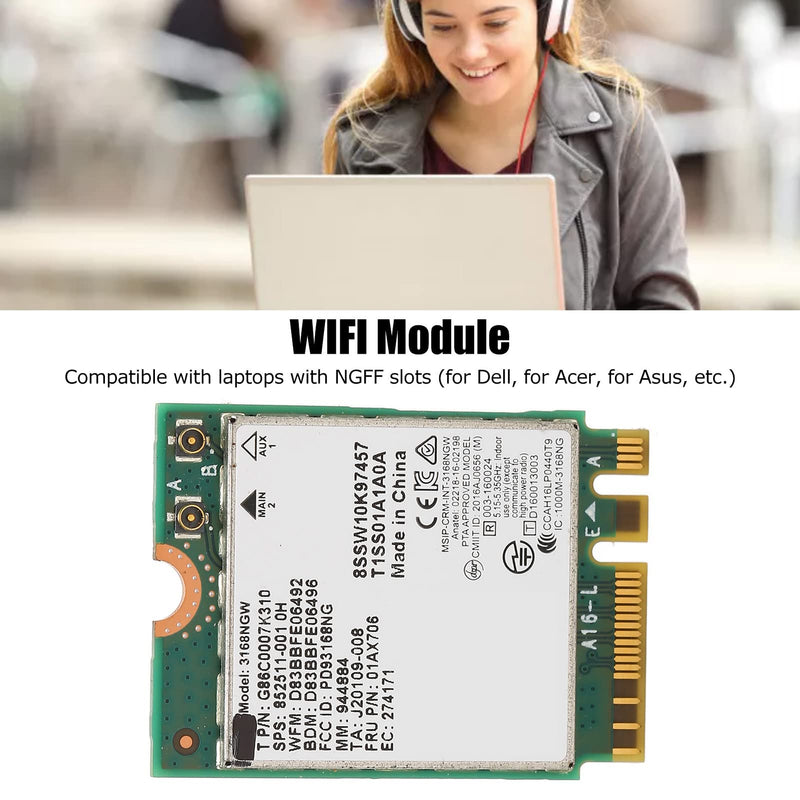 WiFi Module Dual Frequency Network Card 3168ngw Wireless Module Wireless Module 3168ngw Ac Ngff M.2 2.4g 5g Dual Frequency 600mbps Bt 4.2 WiFi Network Card