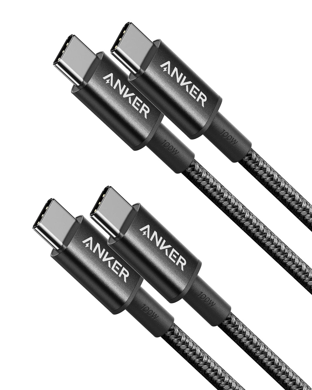 Anker USB C to USB C Cable (3.3ft 100W, 2Pack), USB 2.0 Type C Charger Fast Charging for iPhone 15/15Pro/15Plus/15ProMax, MacBook Pro 2020, iPad Pro 2020, iPad Air4, Samsung Galaxy S23 (Black) 3ft Black