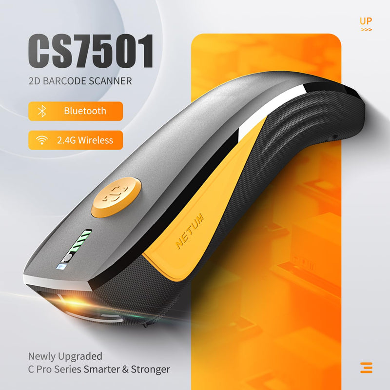 NETUM CS7501 QR Code Scanner – Upgraded Bluetooth Barcode Scanner, Mini Portable 1D & 2D Barcode Reader for Inventory Management, Cordless Image Scanner for Tablets, Android, iOS, PC, and POS Systems