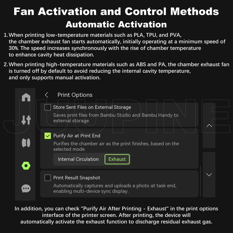 Original Bamboo P2S External Exhaust Fan + Replacement HEPA+Activated Carbon P2S Filter –P2S External Exhaust Fan kit Smart Auto Mode, Reduces UFPs, VOCs & Odors Upgrade P2S Air Filter System