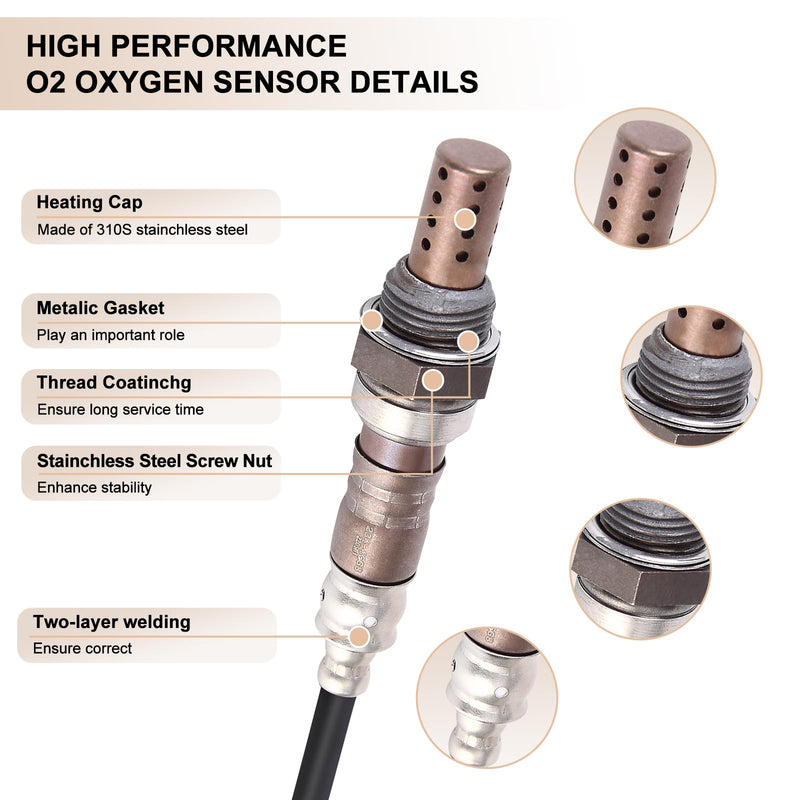 Oxygen O2 Sensor Upstream and Downstream Fits for Chevy Avalanche Suburban Silverado 1500 2500 3500HD Tahoe, for GMC Sierra Yukon XL 2008-2012 4.8 5.3 6.0 6.2L Replace 234-4668 234-4256 4PCS