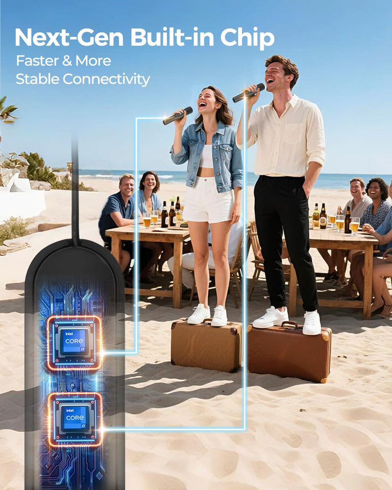 Wireless Microphones, 5-level Volume Adjustment, Dual Handheld Dynamic Mic with Dynamic Ambient Lighting,Ultra-Stable Rechargeable Receiver,40H Duration, 200ft Range,Karaoke Microphone for Singing