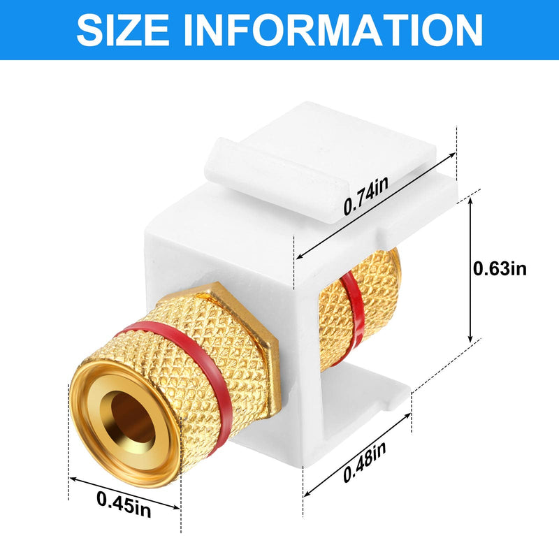 Weewooday 2 Pieces Pieces Banana Jack Binding Post Keystone Jack Insert, Black and Red Rings Audio Speaker Keystone Connector Screw Type Inline Coupler for Wall Plate Outlet Panel
