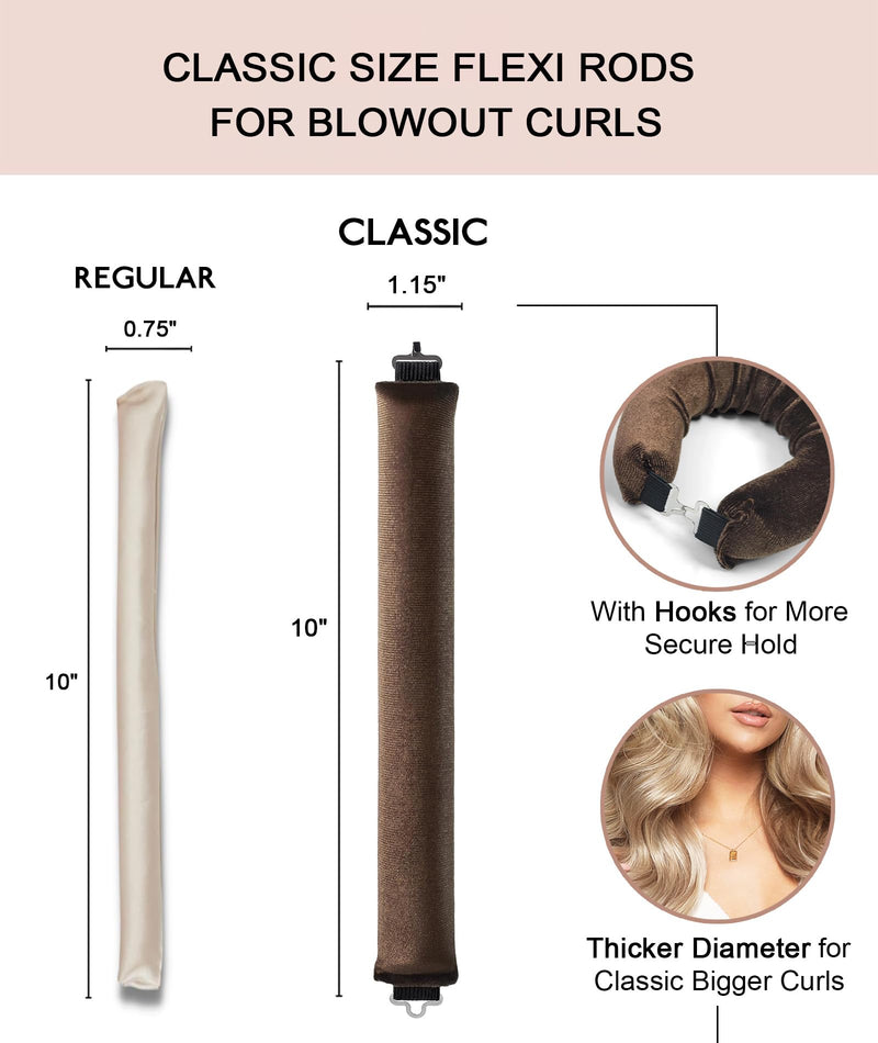 YOSHUYUKI Heatless Hair Curler to Sleep in No Heat Satin Heatless Curls Overnight Rods Curling Set Jumbo Large Foam Sponge Hair Rollers Curlers for Long Short Hair Volume Women Styling Tools Brown