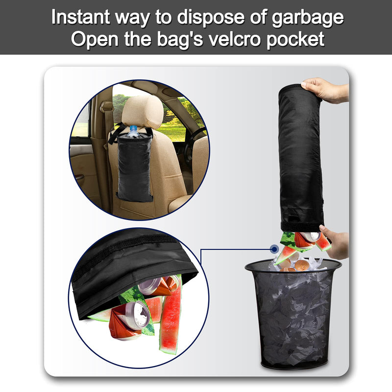 Car Trash Bag Car Trash Can Hanging Back Seat Car, Car Garbage Bag with Storage Pockets, Washable Eco-Friendly Car Garbage Can for Outdoor Traveling & Home Use (2 Pcs Black) 2 Black