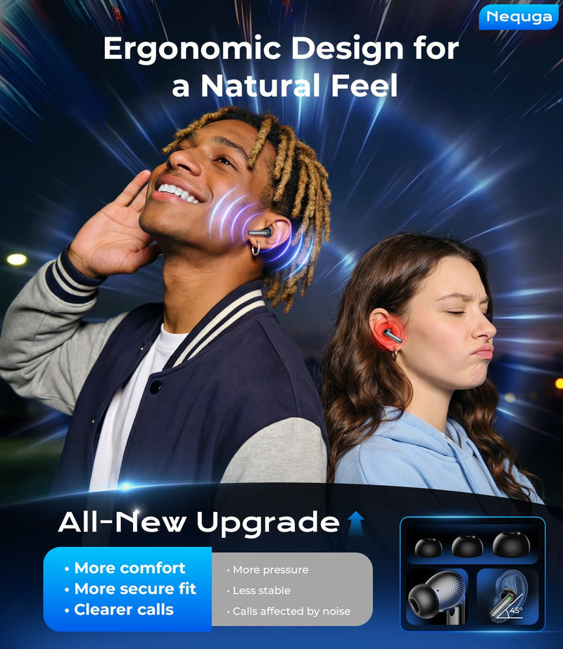 Wireless Earbuds, 50H Playtime Bluetooth Headphones, LED Display Case | Bluetooth 5.3, IPX7 Waterproof, Deep Bass Stereo, in-Ear Earphone with Mic for iPhone/Android/Tablet/Laptop/Sport ink