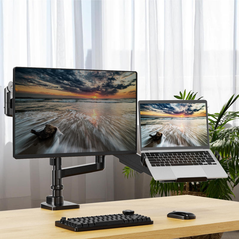 Laptop VESA Mount Tray Holder for Monitor Arms and Stands 75x75mm 100x100mm Clamp Notebook Adjustable 12 to 17 inch Black Universal