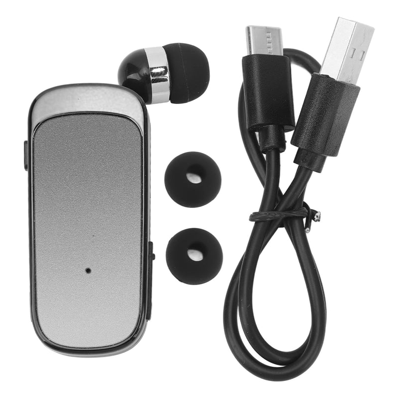 GOWENIC Retractable Wire Less Headset, Headphone Stereo Earphone Bluetooth 5.2, Noise Cancelling Clip on Earbud for Sports Business Trucker Driver, 20Hours Talking Time (Gradient Black) Gradient Black