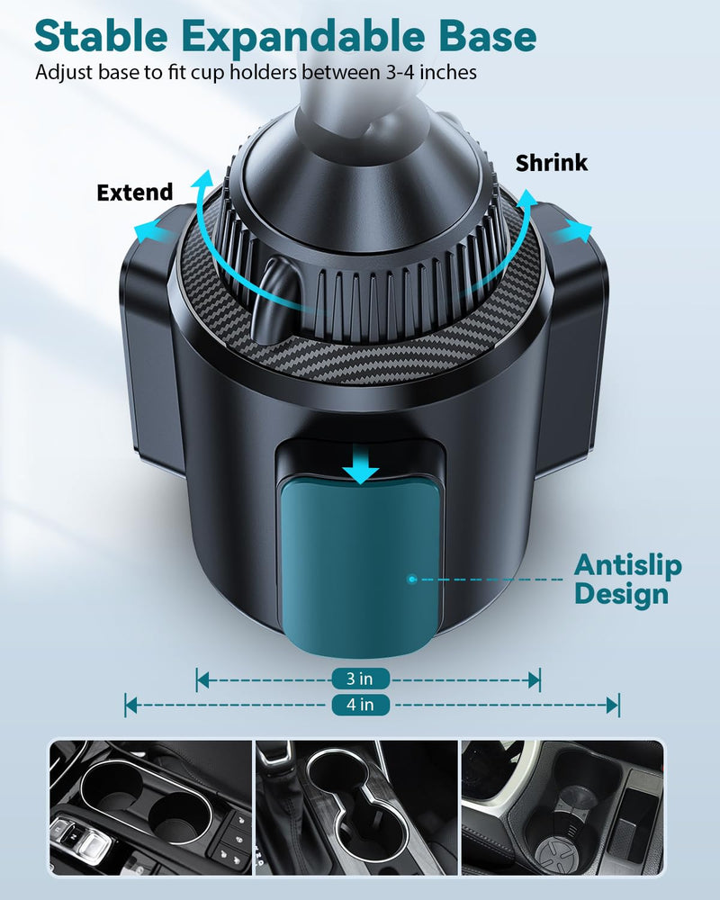 EXELIQ Cup Holder Phone Charger for Magsafe, Wireless Magnetic Car Mount | Heat Dissipation System, 15W Fast Charging Car Cup Phone Holder for iPhone 17 16 15 14 13 12 Pro Max Mini with PD 30W Adapter
