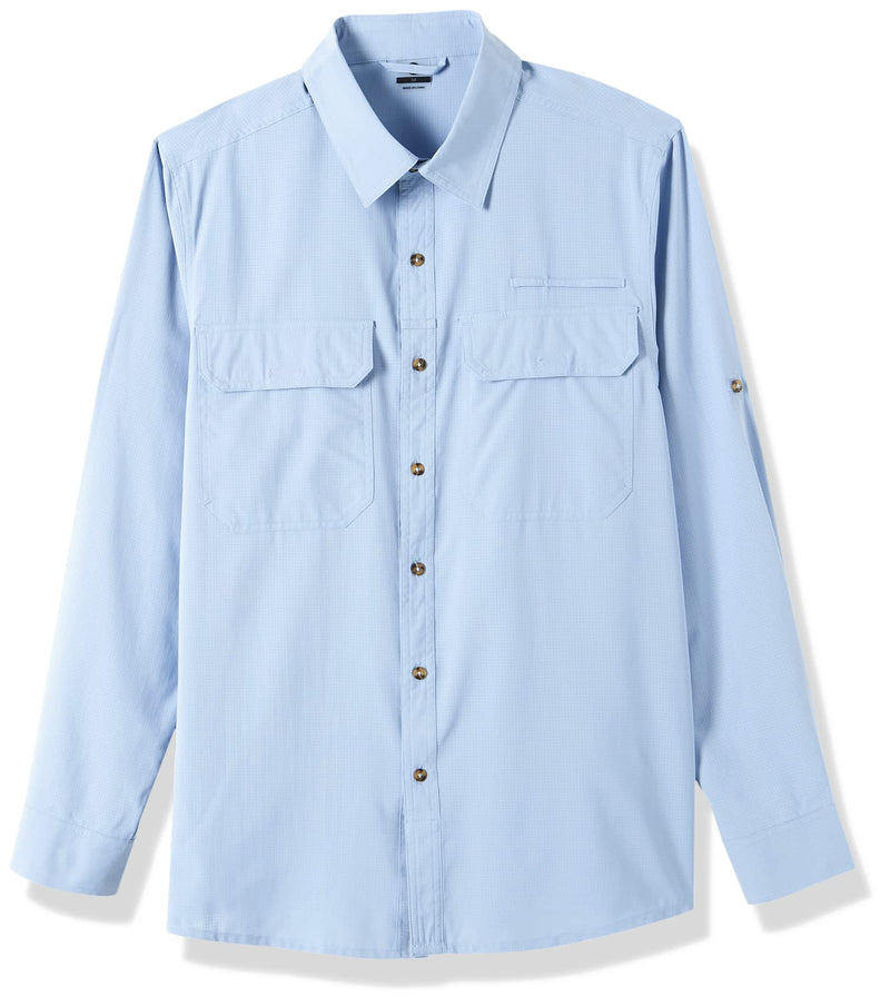 Outdoor Ventures Men's UPF 50+ UV Sun Protection Shirt, Long Sleeve Hiking Fishing Shirt Cooling Quick Dry for Safari Travel Light Blue X-Large