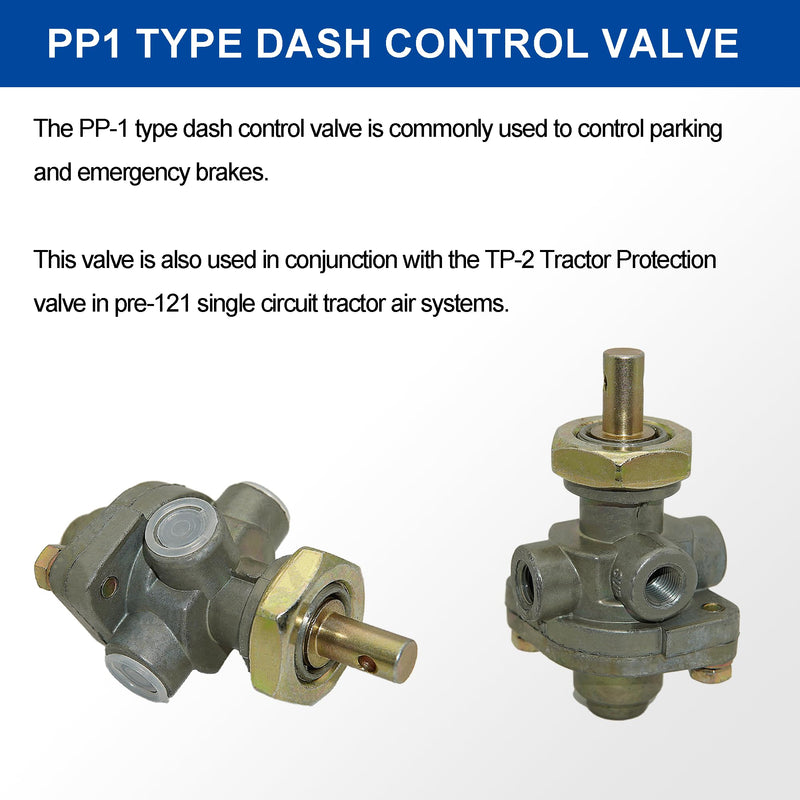 276566 PP-1 Dash Control Valve - 20PSI 1/8" Push/Pull Control - Replacement for Bendix 276566 277015|Haldex KN20021| - Truck and Trailer Dash Air Valve for Parking Emergency Brake Contol 276566 - 20PSI