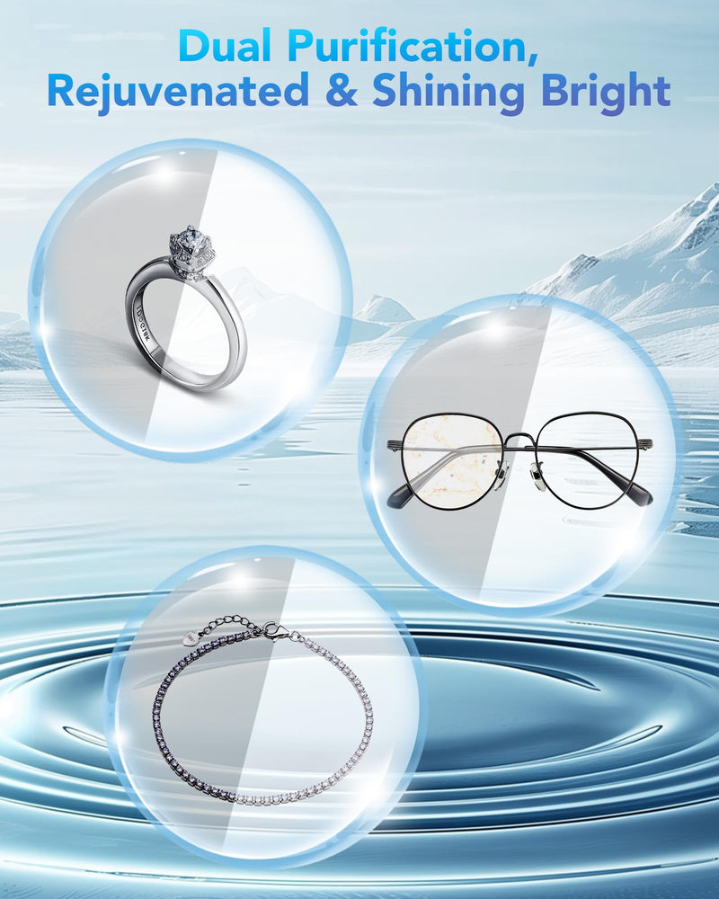 Ultrasonic Jewelry Cleaner – 3/6/12 Min Timer for Deep Cleaning Sparkle Wedding Rings, Eyeglasses,Watch Straps,Dentures, Sonic Jewelry Cleaner Machine for Family Use, Gift for Wife/Mom White