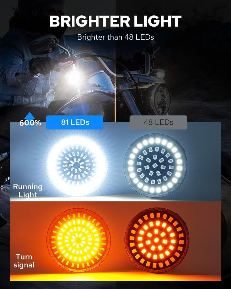 Benlari 1157 LED Turn Signals Front Rear 81 LED Lights Super Bright 1156 Bulbs Lens Kit 1986-2024 Compatible for Harley Davidson Touring Dyna Softail Sportster Street Glide Road Glide Iron 883 1200
