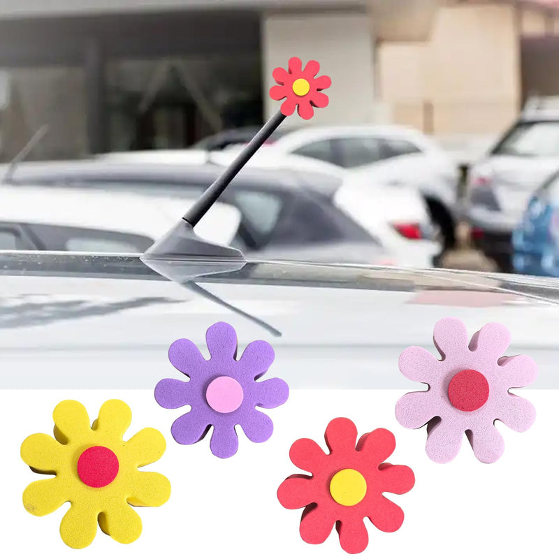 4pcsDaisy Car Antenna Topper,Auto Mirror Dangler,Aerial Ball Antenna Topper, Automotive Roof Lovely Daisy Antenna Balls Sticker Decor,Funny Daisy Antenna Hat for Vehicles,Universal Car Accessories