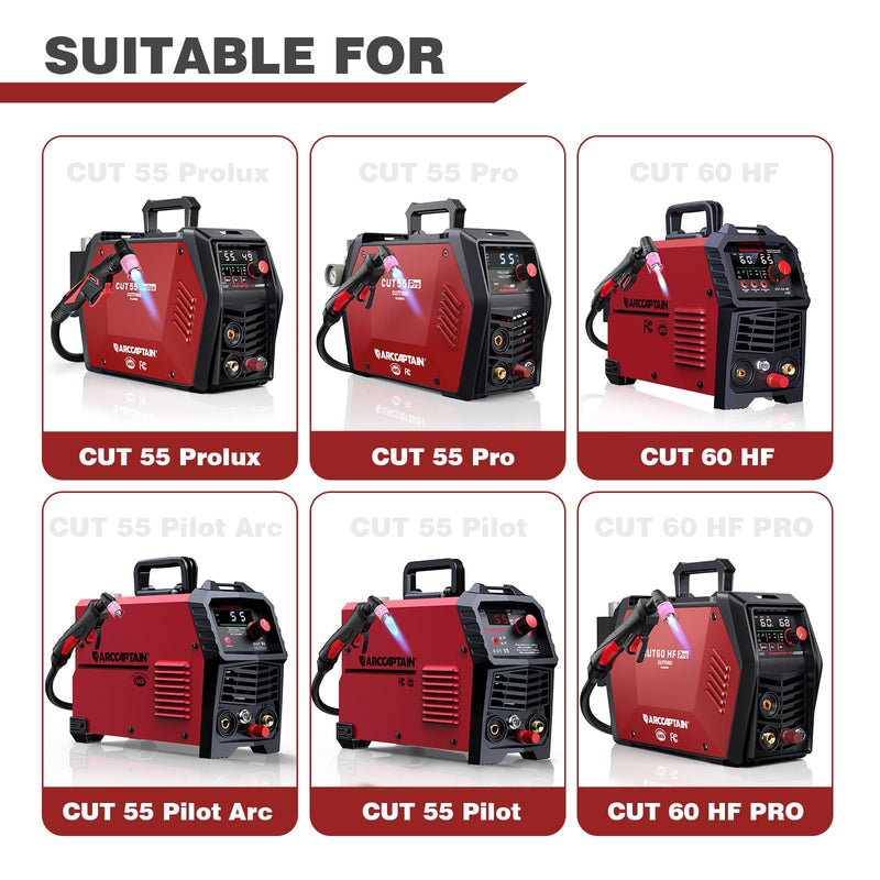 ARCCAPTAIN AG-60 Plasma Cutter Torch Consumables, 50Pcs .040'' SG-55 AG-60 WSD-60 Plasma Cutter Torch Accessories for CUT55 PRO, CUT55 PROLUX, CUT 55PILOTARC,CUT 55PIL0T, CUT 60HF, CUT 60HF PRO 50PCS-.040"
