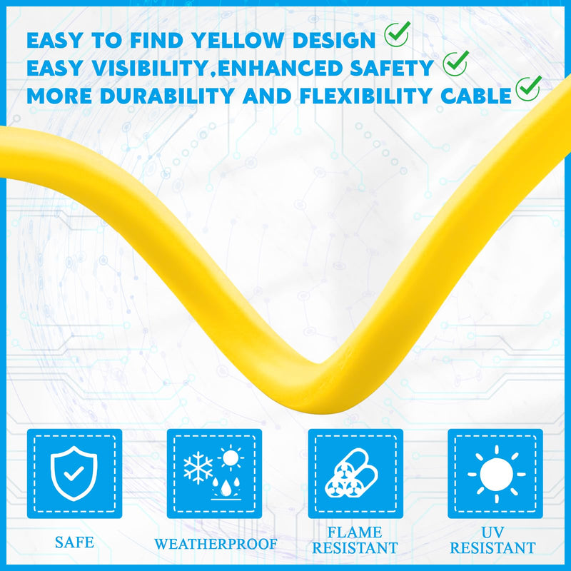Tellegloww 15ft NEMA 6-15 Extension Cord 6-15P Male to 6-15R Female, 15 AMP Power Cable for 220/240V Air Condition, LED Grow Lights, Digital Ballast Power Cord Heavy Duty 14/3 AWG, 240V, 3750W Yellow 15 ft