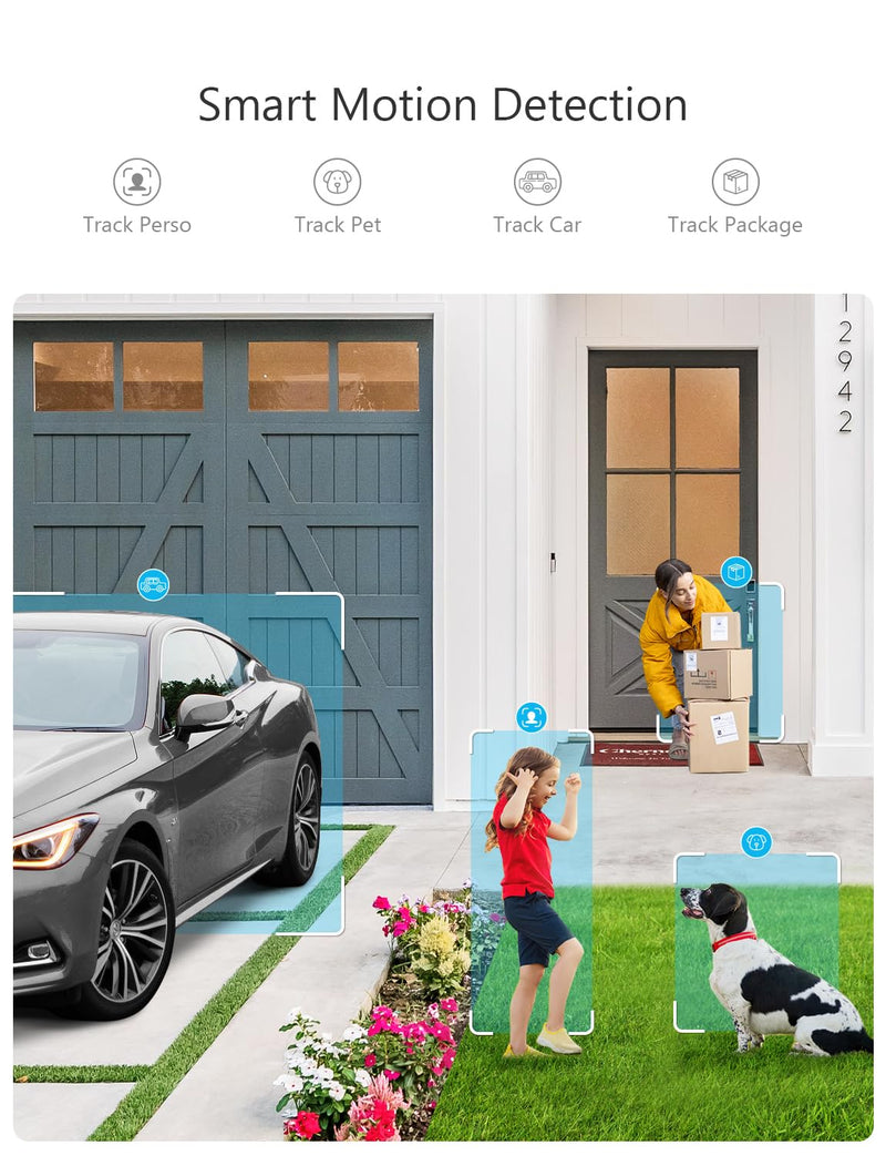 Security Cameras Wireless Outdoor, WiFi 2K Battery Powered Security Camera, AI Motion Detection, Color Night Vision, 2-Way Talk, Waterproof, Compatible with Alexa (Black) Black