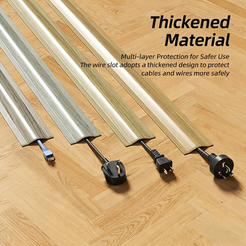Floor Cord Cover Self Adhesive Cord Hider 3.5FT Cable Management Prevent Cable Trips for Offices Exhibitions Gyms(1.8 in Wide) White