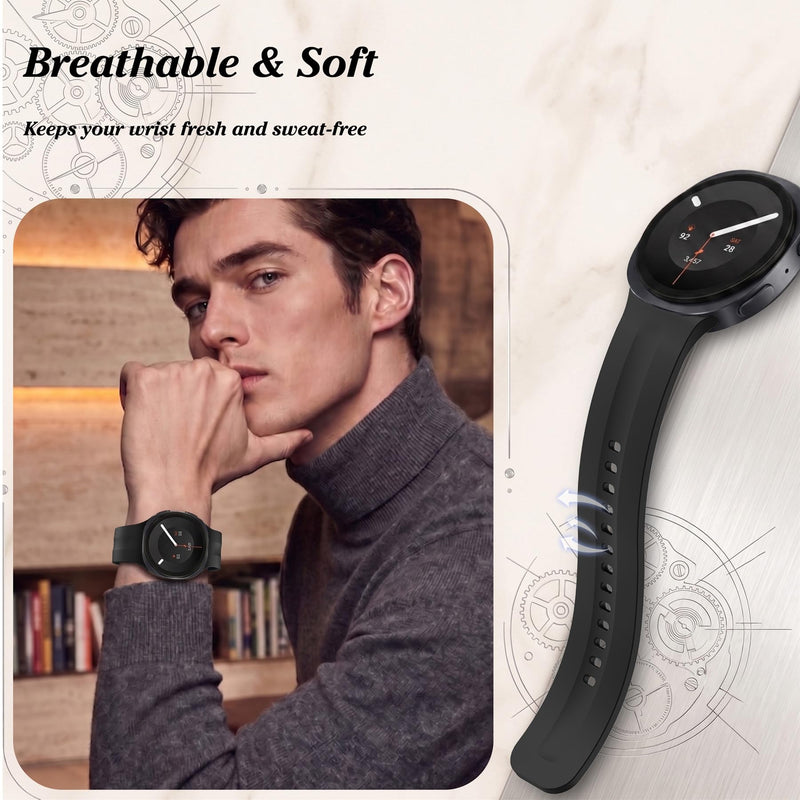 Bands Compatible with Samsung Galaxy Watch 9 40mm 44mm | No Gap Silicone Sport Bands Strap for Galaxy Watch 9 8 40mm 44mm galaxy watch 8 classic bands Black M/L