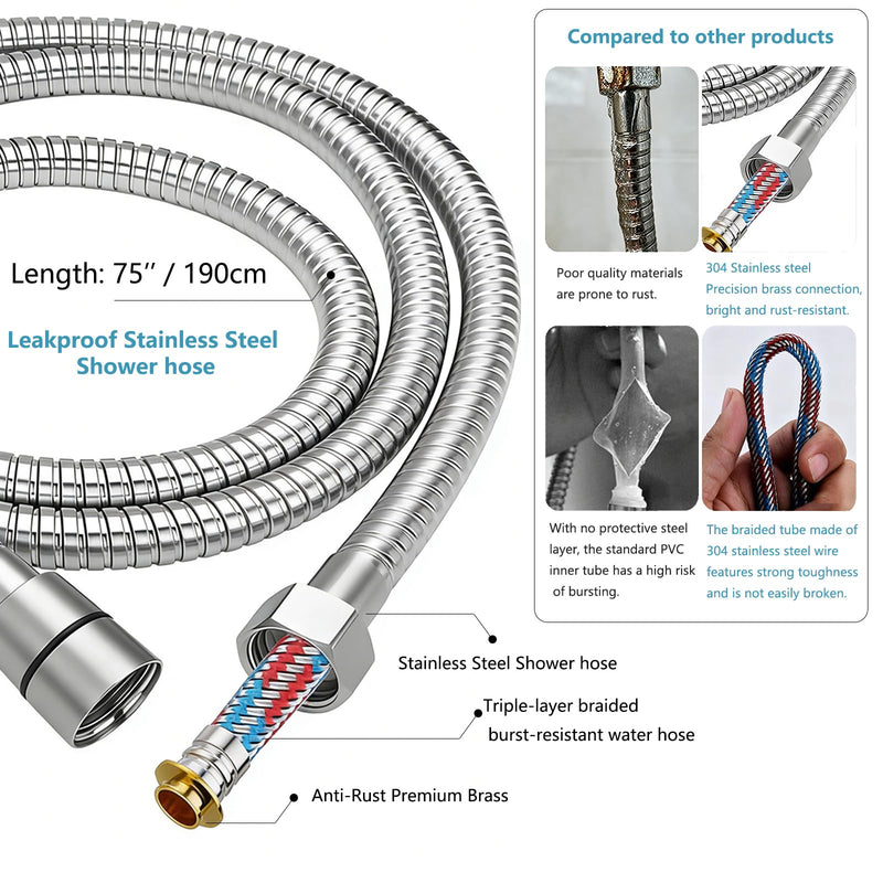Filtered Shower Head with Handheld, High Pressure 6-Mode Water Softener for Hard Water, 12 Replacement Filters, 75" Anti-Burst Extra Long Hose & Adjustable Bracket for Healthier Skin and Hair L