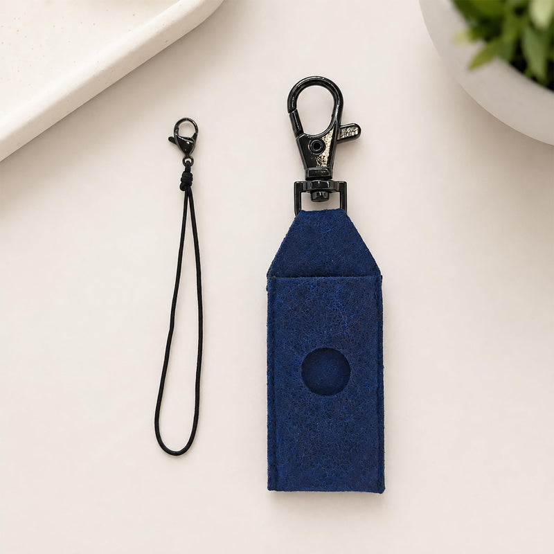 Felt Case for YubiKey, Keychain Holder,Compatible with YubiKey 5C NFC-5 NFC | YubiKey Felt Sleeve Case with Keychain Clip, Soft Felt, Navy Blue