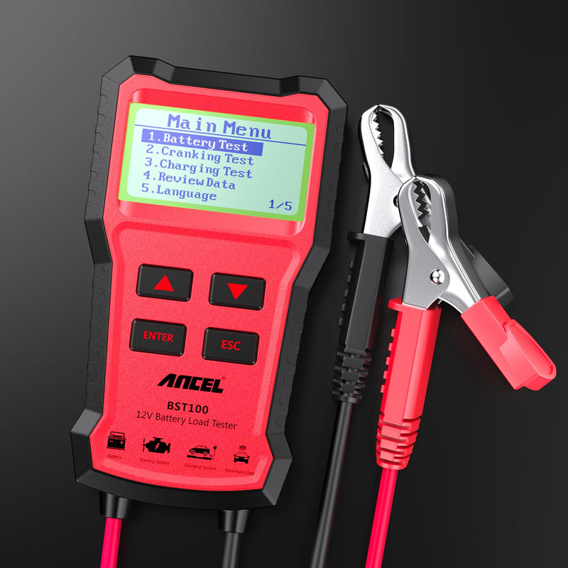 ANCEL BST100 Car Battery Tester 12V, 100-2000 CCA Load Tester Digital Automotive Alternator Battery Analyzer Charging Cranking Tester for Car, Motorcycle, SUV, Boat