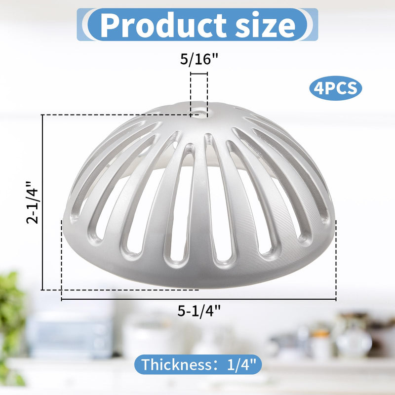 Tuanse 4 Pack Heavy Duty Aluminum Floor Drain Cover Dome Sink Strainer Floor Drain Cover for Kitchen, Restaurant, Bar, Buffet, Outdoor Garden or Bath 5-1/4" Diameter x 2-1/4"H