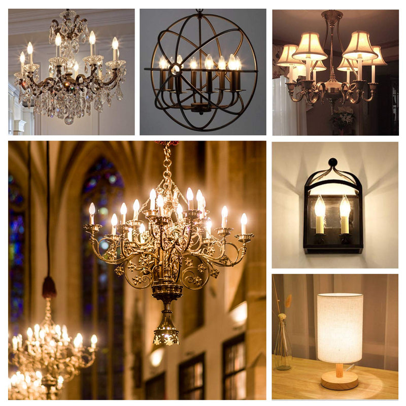 Hizashi Candelabra LED Light Bulbs 25 Watt, Dimmable Chandelier Light Bulbs, 90+ CRI, 200LM, Soft Warm White 2700K, E12 LED Bulb, B10 Candle Bulbs, UL Listed, 12 Pack B10 12 Pack