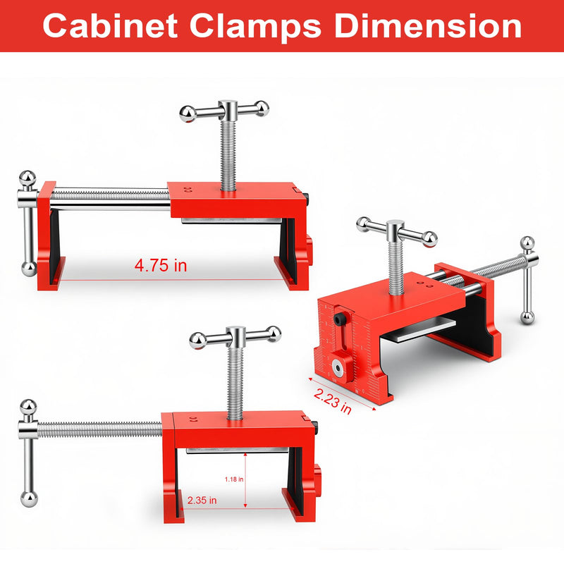 2Pack Cabinet Clamps for Installing Cabinets, Face Frame Clamps & Claw for Cabinet, Essential Cabinet Tools with 3 Sizes Hole Drilling Guide for Precise Alignment & Installation