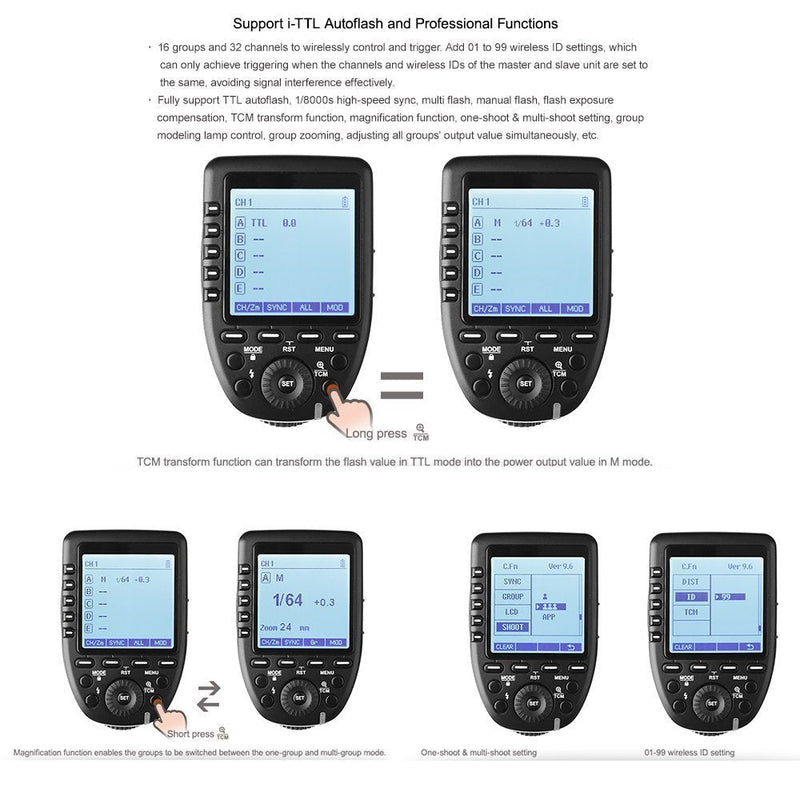 Godox Xpro-N E-TTL II 2.4G Wireless Flash Trigger High Speed Sync 1/8000s X System LCD Screen Transmitter