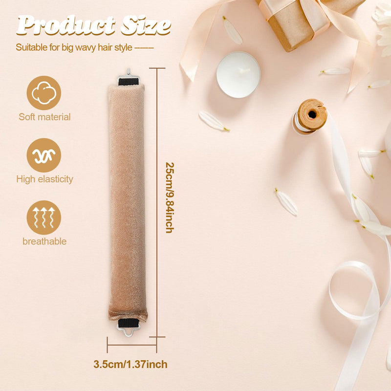  [AUSTRALIA] - WALLFID 3Pcs Heatless Curlers,Hair Rollers for Long Hair,Hair tools for wavy hair curler styling,Overnight Heatless Hair Curlers,DIY Hair Styling Appliances (Champagne) Champagne